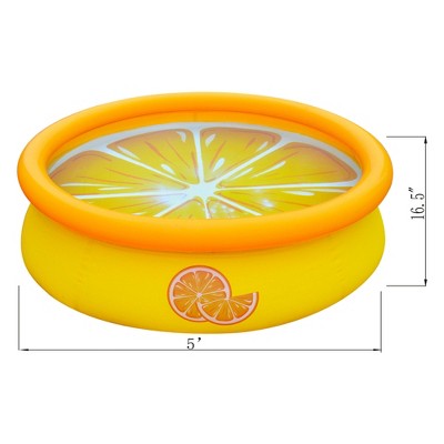  JLeisure Sun Club 3D Orange 5 Foot Round Easy To Set Up Above Ground Inflatable Kiddie Swimming Pool With Built In Drain Plug, 6 Pack, Orange
