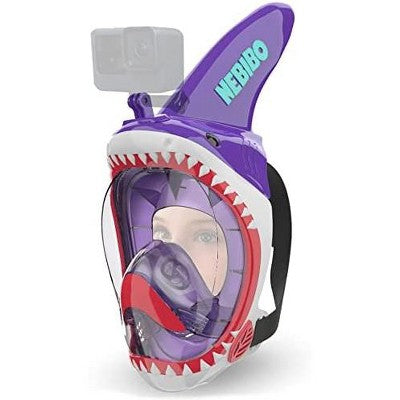  NEBIBO Kids Snorkel Mask Full Face, Snorkeling Detachable Camera Mount, Aqua, XS