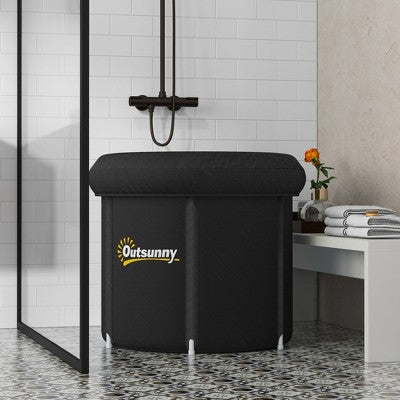 OUTSUNNY Portable Ice Bath Tub, Outdoor Cold Plunge Tub With Thermo Lid, Cover And Carry Bag, For Athletes Recovery And Cold Water Therapy