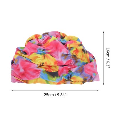  Unique Bargains Nylon Pleated Style Swimming Cap Rose Red Purple 1 Pc