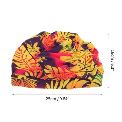  Unique Bargains Nylon Leaves Pattern Swimming Cap Orange Yellow 1 Pc