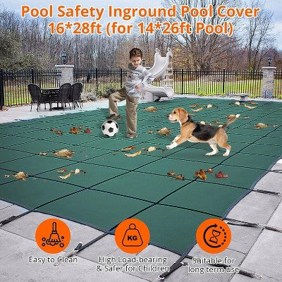  Pool Safety Cover Fits 20x40ft Rectangle Pool – Ultra-Dense Mesh Safety Net With Anchors & Installation Tools, Winter Cover Size 22x42ft