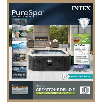  Intex 6-Person PureSpa Greystone Deluxe Square Bubble Spa Seat 77" X 77" X 28"
