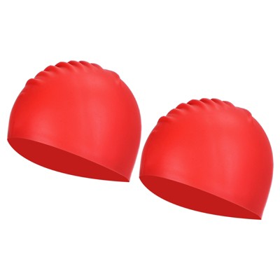  Unique Bargains Silicone Waterproof Non-Slip High-Stretch Swim Caps 2 Pcs