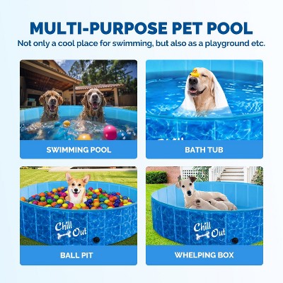 All For Paws Allforpaws Foldable Dog Pool, Dog Swimming Pool For Outdoor Summer , Blue