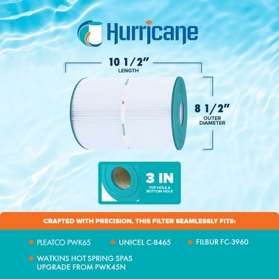  Hurricane 4 Pack HF8465-01 Advanced Spa Filter Replacement For PWK65, Unicel C-8465, Filbur FC-3960, Watkins Hot Spring Spas Upgrade From PWK45N