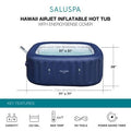  Bestway SaluSpa Hawaii Smart AirJet Inflatable Hot Tub Square Portable 4 To 6 Person Spa With 140 AirJets, App Control And EnergySense Cover, Blue