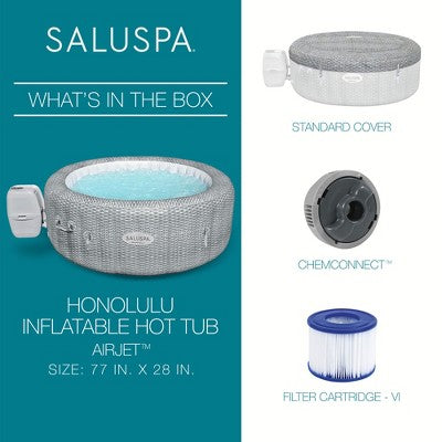  Bestway SaluSpa AirJet Honolulu 6 Person Inflatable Portable Hot Tub And 12 Coleman SaluSpa Type VI Replacement FIlter Cartridges