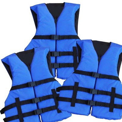  3 Pack Life Jacket Paddle Vest; Coast Guard Approved Type III PFD Life Vest Flotation Device; Jet Ski, Wakeboard, Kayak
