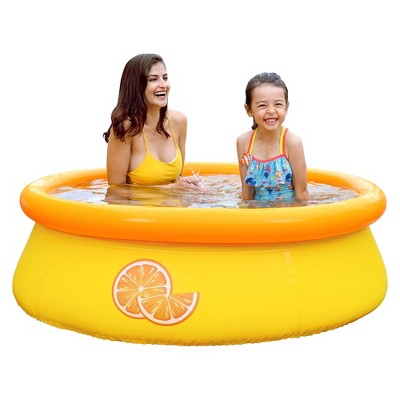  JLeisure Sun Club 3D Orange 5 Foot Round Easy To Set Up Above Ground Inflatable Kiddie Swimming Pool With Built In Drain Plug, 6 Pack, Orange