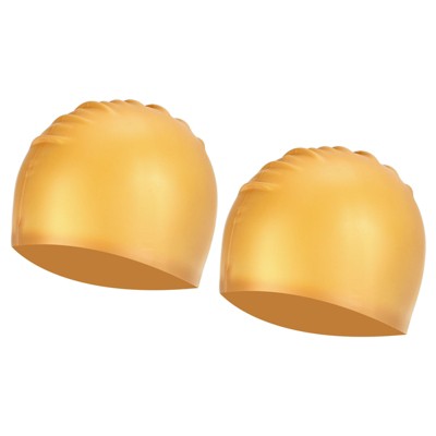  Unique Bargains Silicone Waterproof Non-Slip High-Stretch Swim Caps 2 Pcs