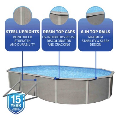  Blue Wave Oval 144"x288" Belize Steel Wall Pool Package
