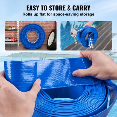  VEVOR Pool Drain Hose, 2 Inch By 50 Ft, Durable PVC Material, Includes Aluminum Camlock C & E Connectors And Clamps, Blue