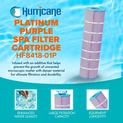  Hurricane Filters HF8418-01P Platinum Purple Spa Filter Cartridge - Replacement For Pleatco PJANCS200, Unicel C-8418 And More