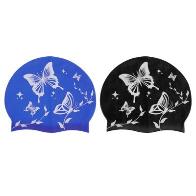  Unique Bargains Durable Silicone Waterproof Swim Cap 2 Pcs