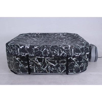  4 To 6 Person Inflatable Hot Tub – 82.7" Square Outdoor Spa With 105 Bubbling Jets, Wave Massage System, Marbleized Design