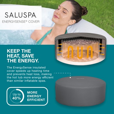  Bestway SaluSpa Aruba AirJet Large Round 2 To 3 Person Inflatable Hot Tub Portable Outdoor Spa With 110 AirJets, Grey