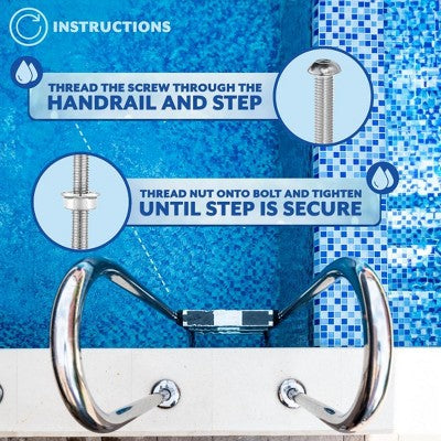  Poolzilla Pool Ladder Replacement Step, Stainless Steel Treaded Design, 18.35" X 1.7"