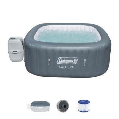  Coleman SaluSpa 114 Soothing AirJet Square Hot Tub With 2 Pack Of Bestway SaluSpa Spa Seat And 2 Sets Of SaluSpa Padded 2 Headrest Pillows