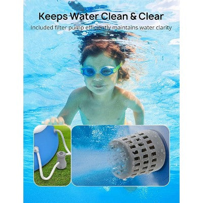  EVAJOY 15ft X 35in Inflatable Top Ring Swimming Pool Set With Pump Blue