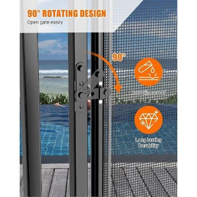  Inground Pool Fence Gate With Stainless Steel Lock, Durable 340 GMS Teslin PVC Mesh, Easy DIY Installation, Secure Barrier For Backyard Pools