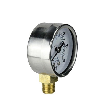  Pool Central Side Mount Stainless Steal Pressure Gauge 2.75" (50mm) - White/Silver