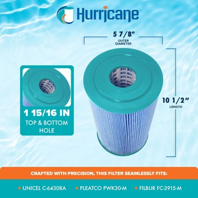  Hurricane 2 Pack HF6430-01M Elite Aseptic Spa Filter Cartridge Replacement For PWK30-M, Unicel C-6430RA, Filbur FC-3915-M, Watkins Hot Spring Spas