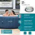  Bestway SaluSpa Milan AirJet Inflatable Hot Tub With EnergySense Cover, Blue + Bestway SaluSpa Underwater Non Slip Pool & Spa Seat (2 Pack)