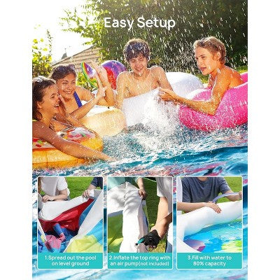  EVAJOY 15ft X 35in Inflatable Top Ring Swimming Pool Set With Pump Blue