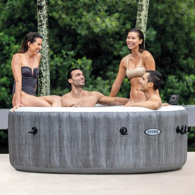  INTEX 28439EP PureSpa Plus Greywood Inflatable Hot Tub Bubble Jet Spa And Maintenance Accessory Kit With Brush, Skimmer And Scrubber