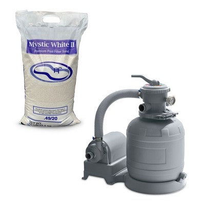  Funsicle 12 Inch Above Ground Swimming Pool 1600 GPH Sand Filter Pump Bundled With US Silica Mystic White II Premium 50 Pound Filter Sand Bag