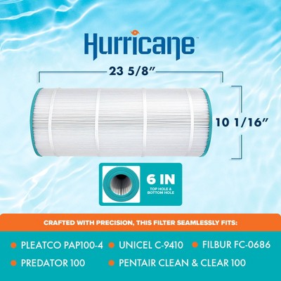  Hurricane HF9410-01 Advanced Pool Filter Cartridge Replacement For PAP100-4, Unicel C-9410, Filbur FC-0686, Predator 100, Pentair Clean & Clear 100