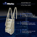  Vinyl Works Adjustable 24 Inch In-Pool Step Ladder For Above Ground Pools