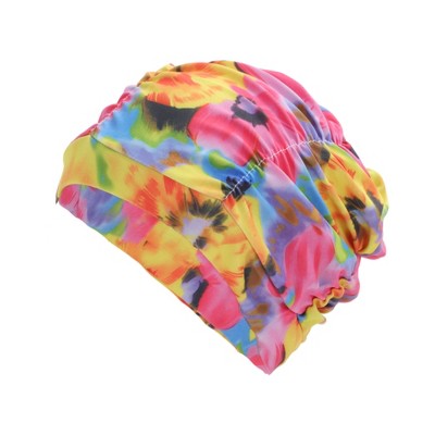  Unique Bargains Nylon Pleated Style Swimming Cap Rose Red Purple 1 Pc