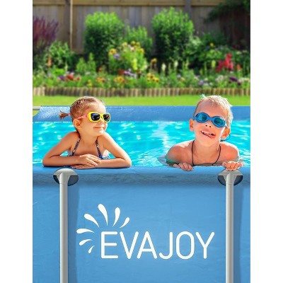  Evajoy 85in X 23in X 59in Metal Frame Rectangular Swimming Pool Set