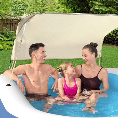 Bestway H2OGO! 8 Foot 4 Inch By 70 Inch Summer Bliss Shaded Inflatable Family Pool With 2 Quick Release Valves And Repair Patch For Kids Ages 6 Above