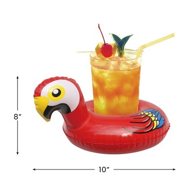  Northlight Inflatable Floating Parrot Swimming Pool Drink Holder - 10"