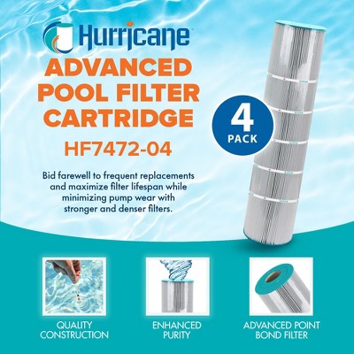  Hurricane 12 Pack HF7472-04 Advanced Pool Filter Cartridge Replacement For PCC130, Unicel C-7472, Filbur FC-1978 Pentair Clean & Clear Plus 520