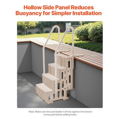  VEVOR Swimming Pool Ladder, 4-Step Double Handrails Stairs With Non-slip Heavy Duty Steps, Max Load Capacity 400 Lbs, For 48-54 In Inground, Taupe