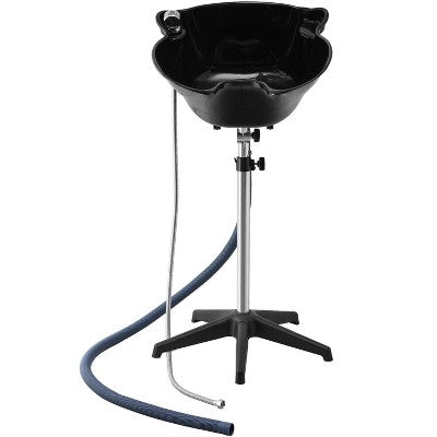  VEVOR Portable Shampoo Bowl, Deep Shampoo Sink For Washing Hair With Adjustable Height And Angle, Includes Drain Hose, Shower Head, Black