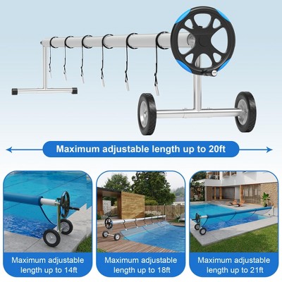 Aluminum Pool Cover Reel System - Wheelbarrow-Style Portable Solar Cover Roller, Fits All Inground Pool Shapes