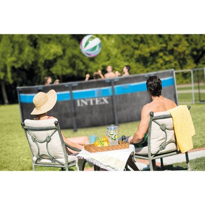  Intex 14' X 42" Clearview Prism Frame Above Ground Pool - Graywood Print: Steel Frame & Vinyl Liner