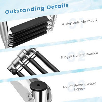  Costway 4-Step Telescoping Boat Ladder Folding Dock Ladder With Non-slip Steps