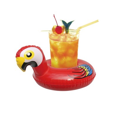  Northlight Inflatable Floating Parrot Swimming Pool Drink Holder - 10"