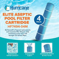  Hurricane 4 Pack HF7494 Elite Aseptic Pool Filter Cartridge Replacement For PA131, Unicel C-7494, Filbur FC-1227, Hayward C5030, C5025, C5020