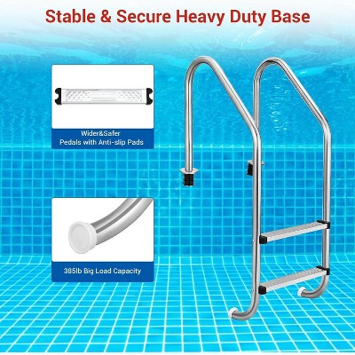  2/3/4/5 Step Inground Pool Ladder – 304 Stainless Steel Swimming Pool Steps With Non-Slip Treads, Heavy-Duty Ladde