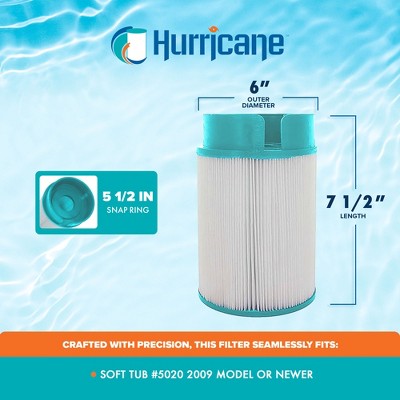 Hurricane Hurircane 2 Pack HF-SOFT09-01 Advanced Spa Filter Cartridge Replacement For Soft Tub 5020 Snap In Unifilter Cartridge For 2009 And Newer Soft Tubs