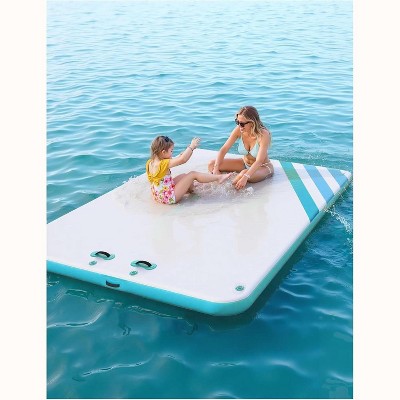  Inflatable Floating Dock, Swim Platform Thick Lake Floats, Non-Slip Air Dock Platform With Portable Bag, Floating Platform Island For Pool Beach