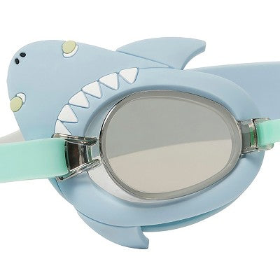 Sunnylife Mini Swim Goggles - Salty The Shark Aqua, 3D Shark Design, Kids 3+