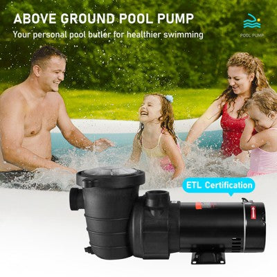  VEVOR Swimming Pool Pump 1.5HP 115V 1100W, Single Speed Pumps For Above Ground, Powerful Pool Pumps With Strainer Filter Basket, 5280 GPH Max. Flow